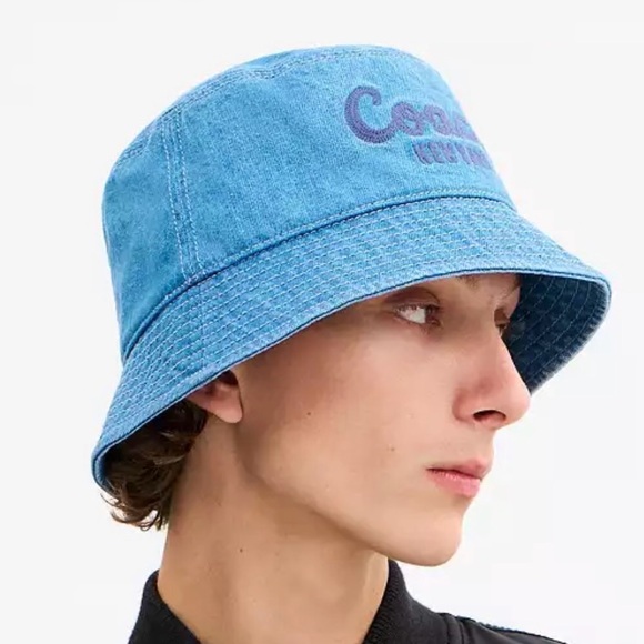 Coach Script Embroidered Denim Bucket Hat - Picture 3 of 3